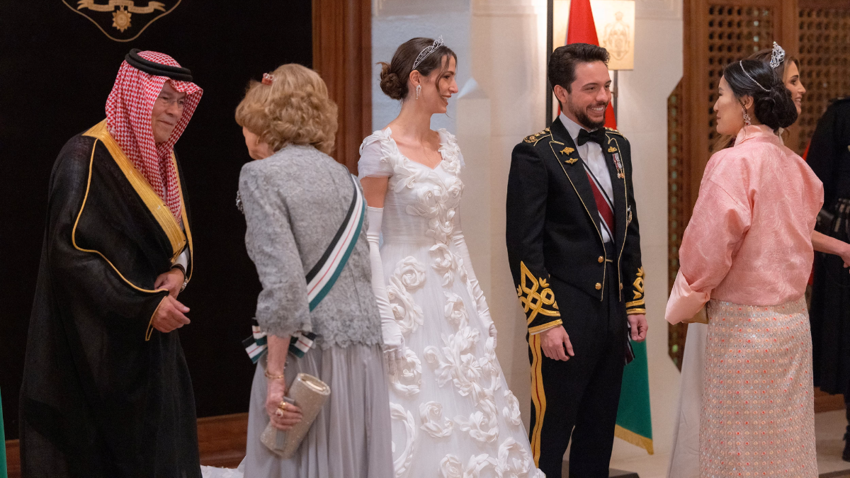 royal wedding reception princess rajwa al hussein flaunts dolce & gabbana gown