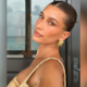 hailey bieber aces tiktok trend latte makeup, blends all over bronze beauty craze